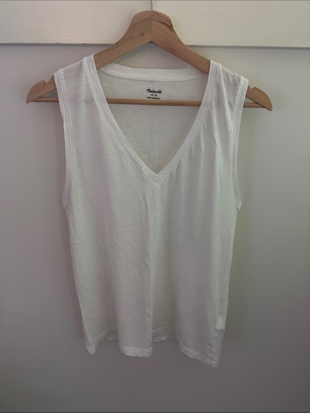 Madewell Women’s White 100% Cotton V-Neck Tank Top Casual Minimalist Size M